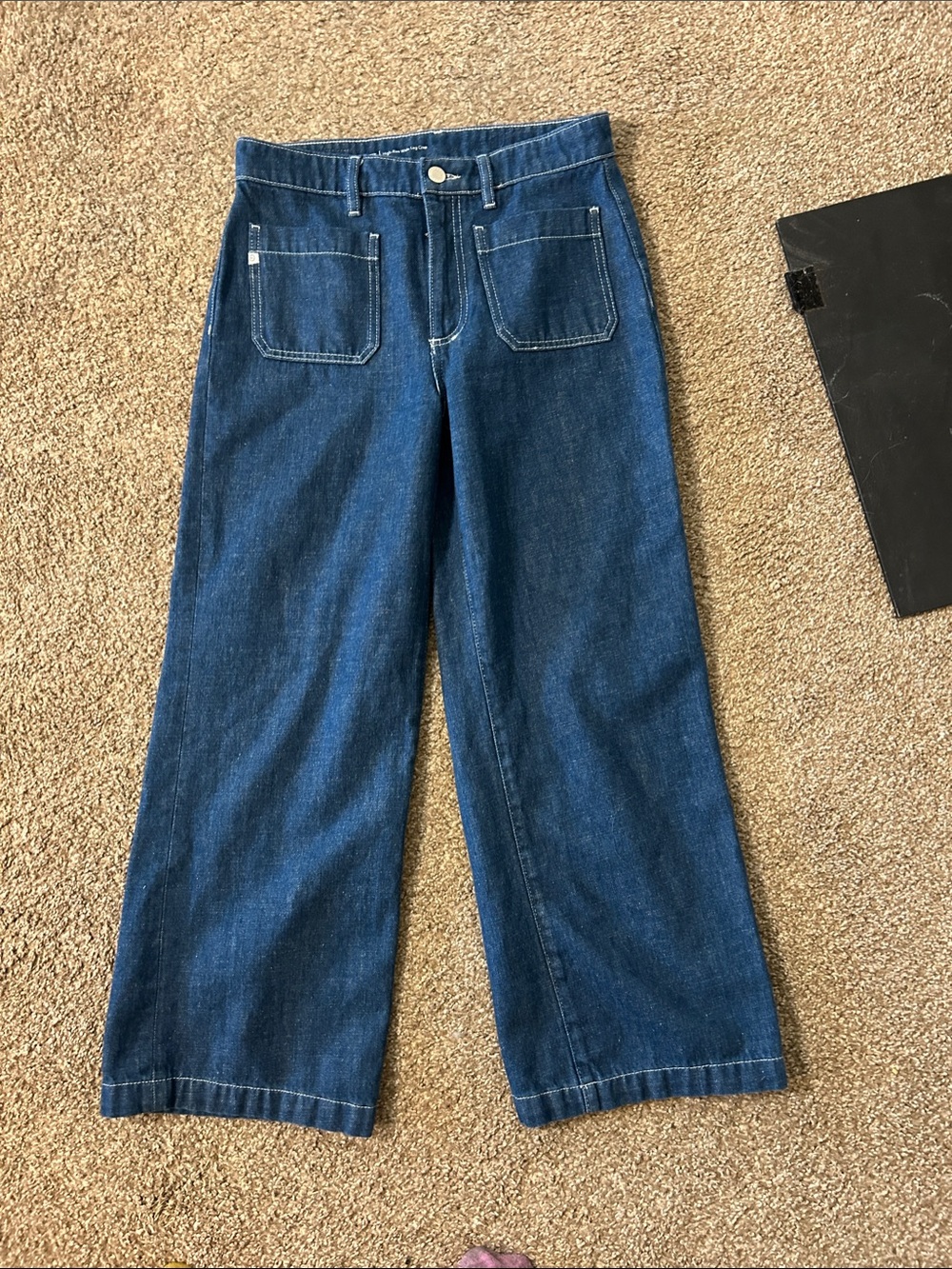 AG Adriano Goldschmied Dark Blue Wide Leg Jeans